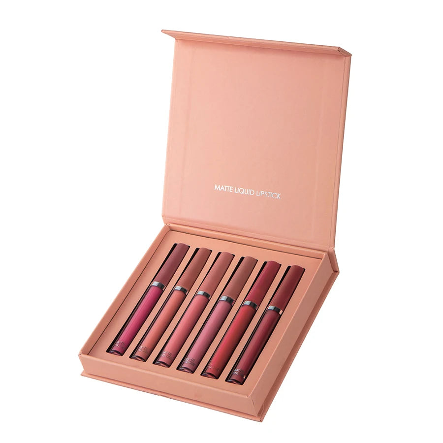 Coffret de 6 rouges à lèvres mats, brillants à lèvres lisses et durables, waterproof et hydratants, coffret cadeau pour les fêtes
