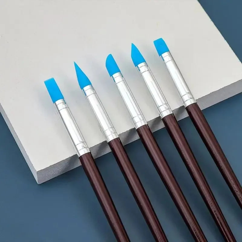5 herramientas para esculpir arcilla de silicona, herramienta de modelado y artesanía de cerámica para uso en manualidades de bricolaje, cepillo de silicona, escultura de cerámica.