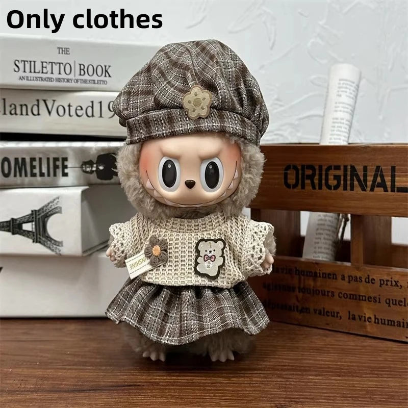 Vêtements de poupée LABUBU 17 cm, accessoires pour Labubu V1 V2, salopette rayée, chapeaux, lunettes, chaussures, vêtements cool et élégants, cadeau