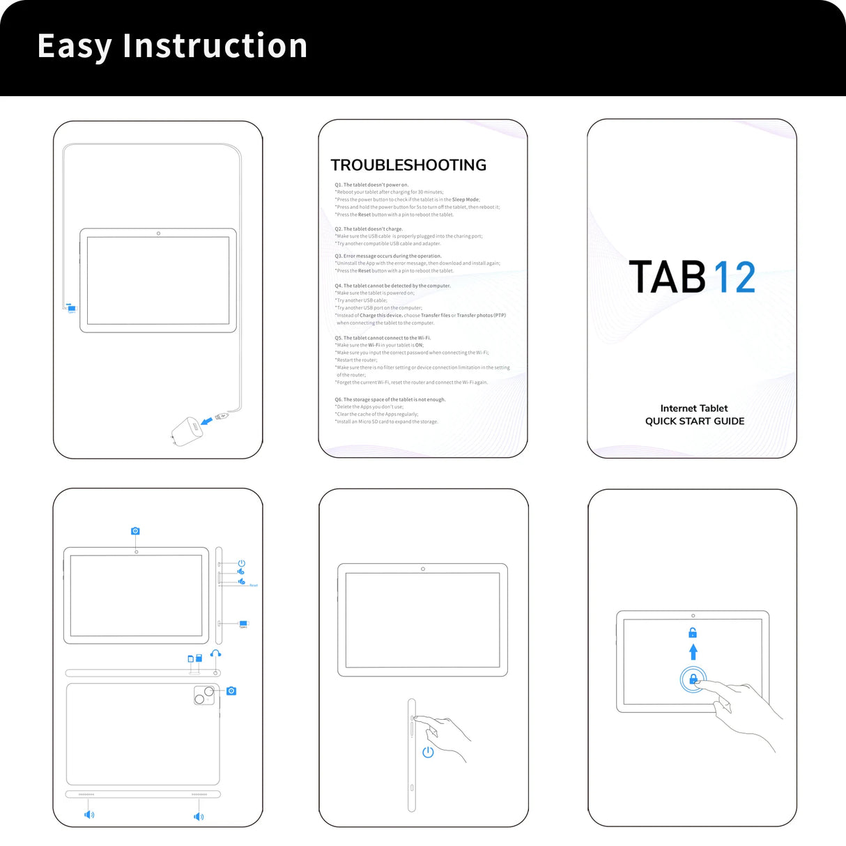Tablette VASOUN Android 14 10,1", 12 Go (6+6 extensibles) RAM, 128 Go ROM, Octa Core, double SIM 4G débloquée avec Wi-Fi 2,4G/5G GPS