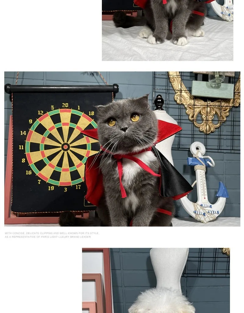 Disfraces de Halloween para mascotas, capa de vampiro para cosplay para perros pequeños, gatos, gatitos, cachorros, ropa kawaii para mascotas, accesorios para gatos, regalo