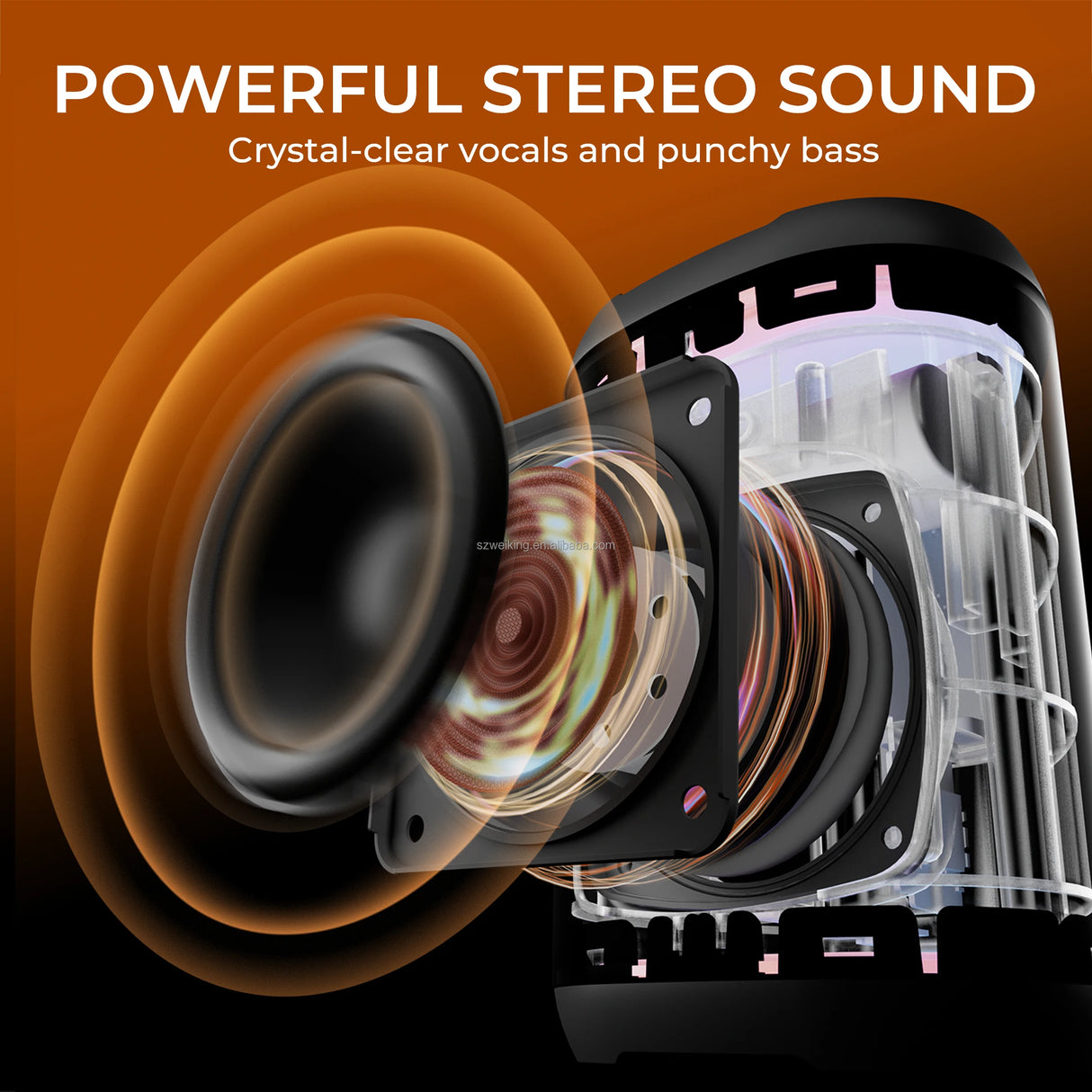 Enceinte Bluetooth avec écran LED, basses puissantes et puissance de 15 W, étanche IPX7, idéale pour les fêtes en plein air