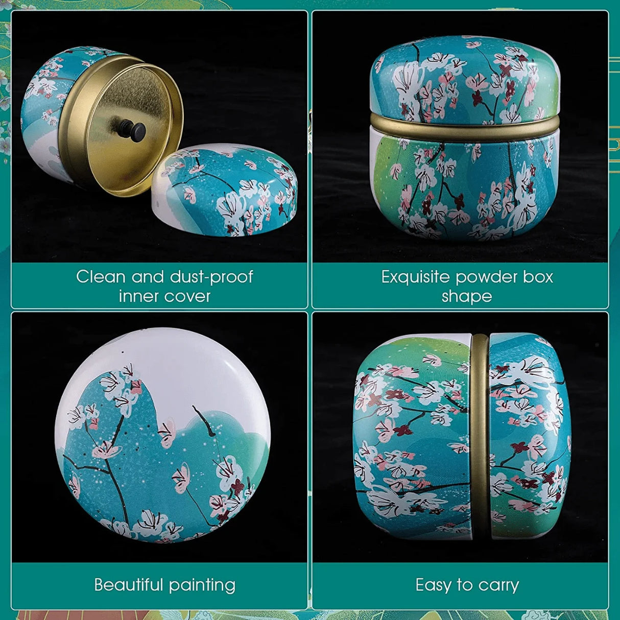 Powder Puff and Powder Container for Body Dusting Powder Case with Puff fo Women Loose Powder Containers with Puff for Travel