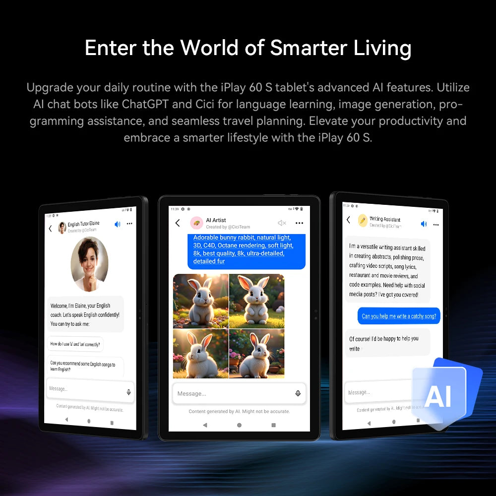 Alldocube iplay 60S 4G-LTE/WiFi Version 10.1" Tablet 4GB+8GB RAM 128GB ROM Android 14 OS 6200mAh Big Battery WiFi 6