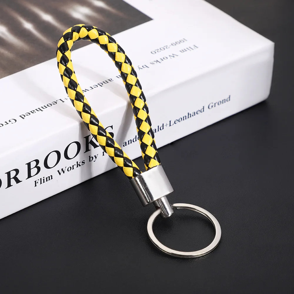 Originality PU Leather Metal Organization Rope Keychain Personality Custom Name Text Keyring Car Moto Key Ring Chain Gift - Lootquake
