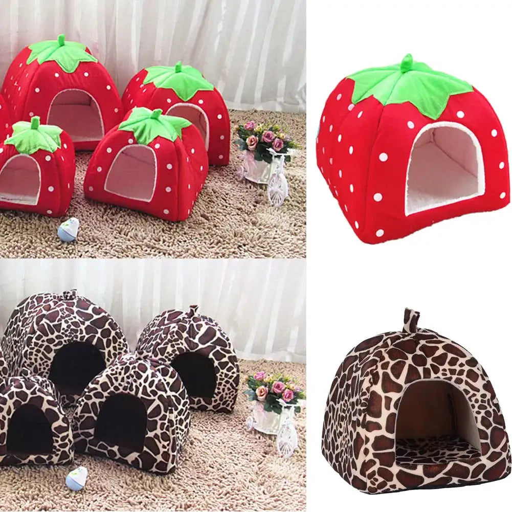Kennel Doggy Fashion Cushion Basket Soft Strawberry Pet Dog Cat House Pet Tent Dog House Small Dogs Kitten Bed Cat House - Lootquake
