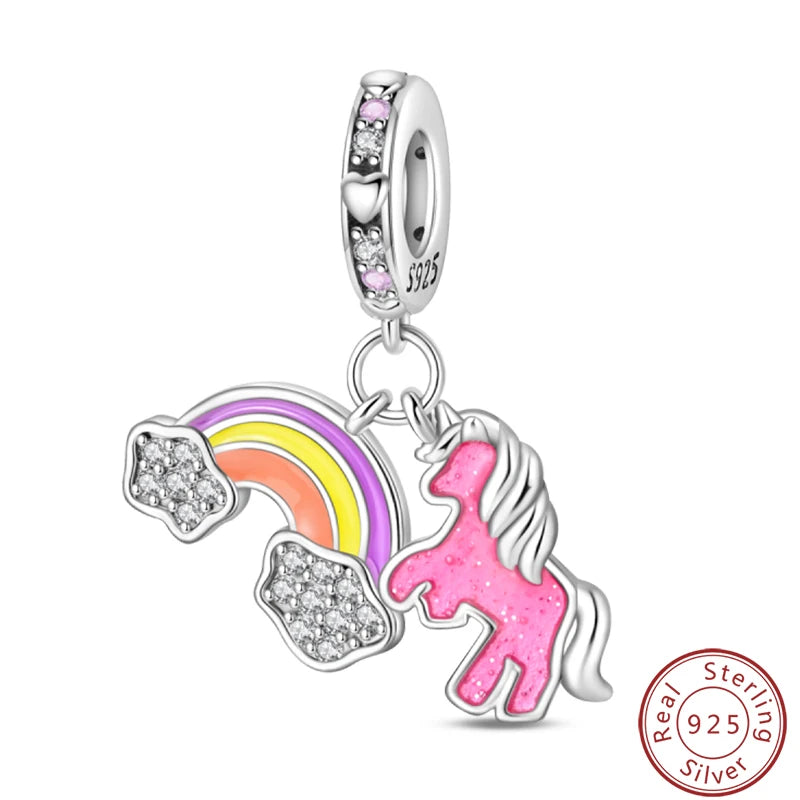 Ensemble de trois breloques en argent sterling S925, perles de 3 mm, motif princesse, golf, hamster, appareil photo, voyage, fabrication de bijoux fins