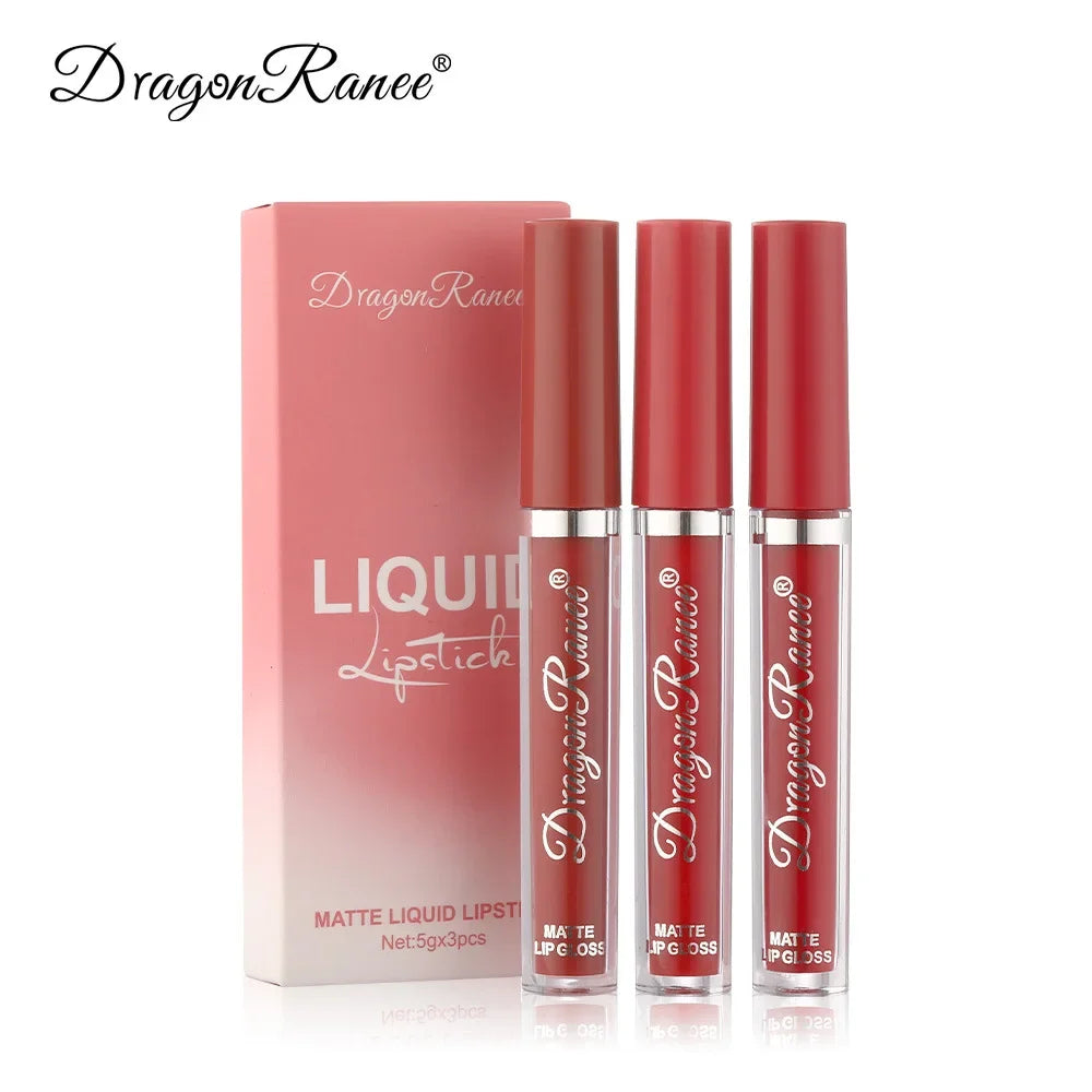 Lot de 3 rouges à lèvres liquides longue tenue pour femmes, cosmétiques coréens, rouges à lèvres mats, waterproof et longue tenue