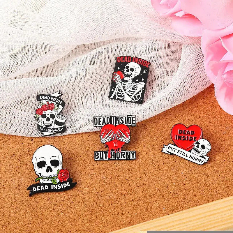 Punk Style Brooch Skull Rose Heart Brooch Halloween Cat Head Compass Wizard Hat Black Cat Alloy Brooches Enamel Badge Lapel Pins - Lootquake