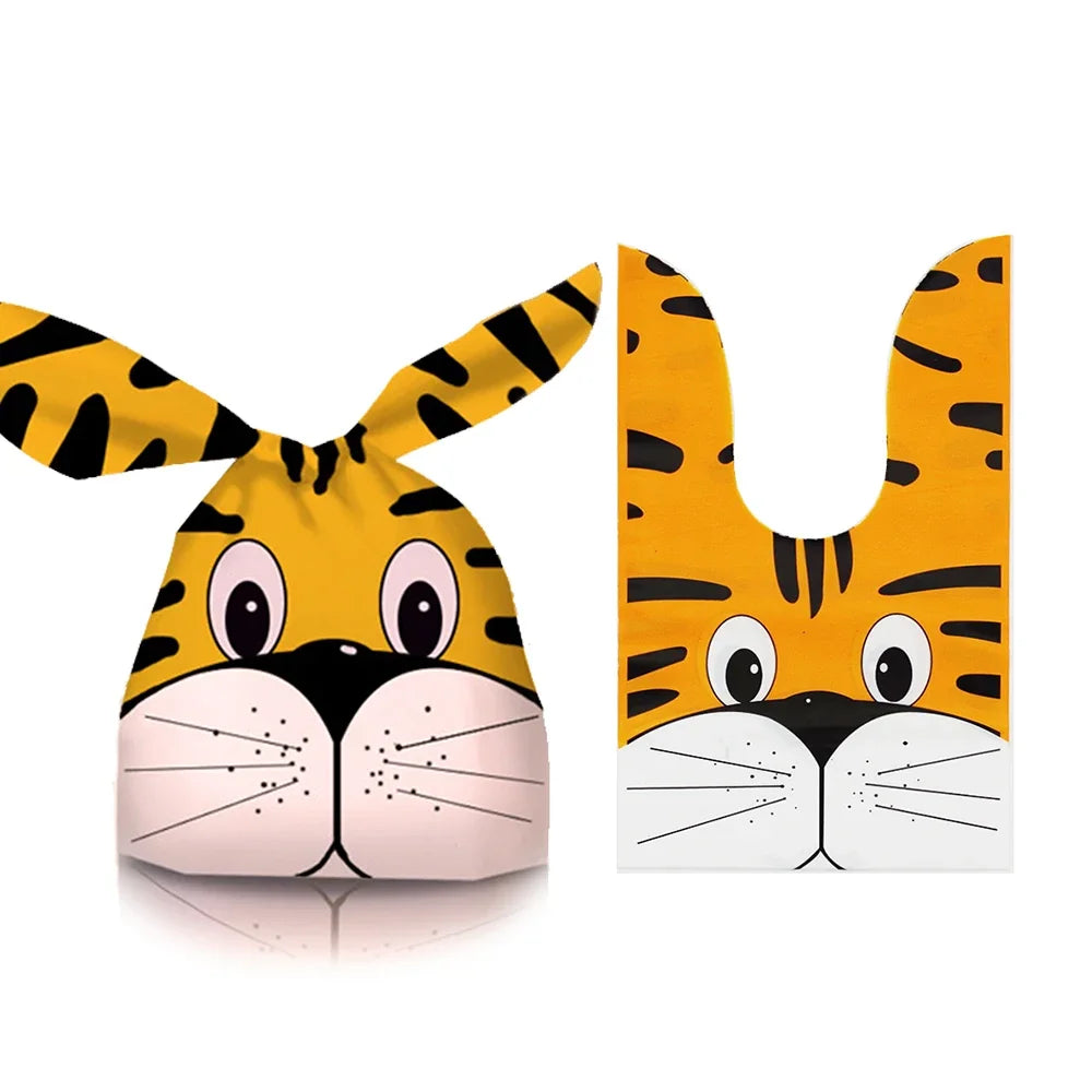 50Pcs Easter Rabbit Ear Bags Cookie Candy Gift Plastic Bags Pouch Baking Packaging for Biscuits Easter Decoration 2024 Birthday - Lootquake