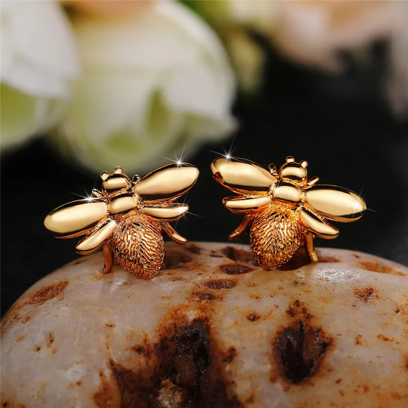 Huitan Delicate Bee Earrings Women for Wedding Engagement Good Quality Ear Accessories Dance Party Funny Earrings Trendy Jewelry - Lootquake