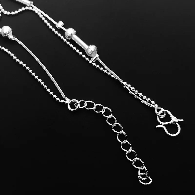 Silver color Stars Anklet Double Layer plated Charms Ankle Bracelet Jewellery Anklets For Women Foot Jewelry Love 2023 new hot - Lootquake