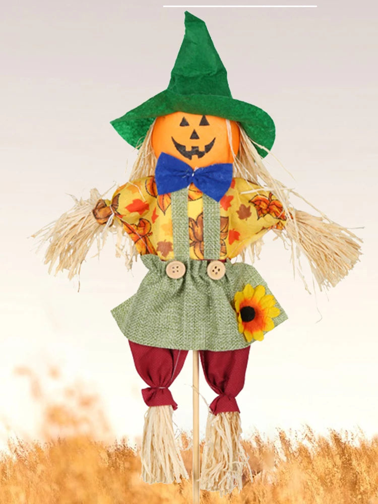 Small Halloween Scarecrow Decoration Fall Harvest Standing Scarecrow Decors Rustic Outdoor Scarecrow Halloween Decor