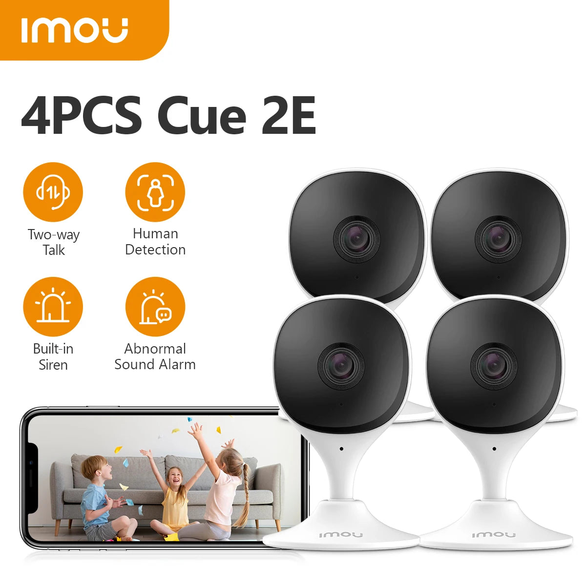 IMOU 4PCS Cue 2E 2/3MP Cámara Wifi BabyMonitor Cámara Detección Humana Compacta Cámara de Visión Nocturna Inteligente Mini Vigilancia Interior