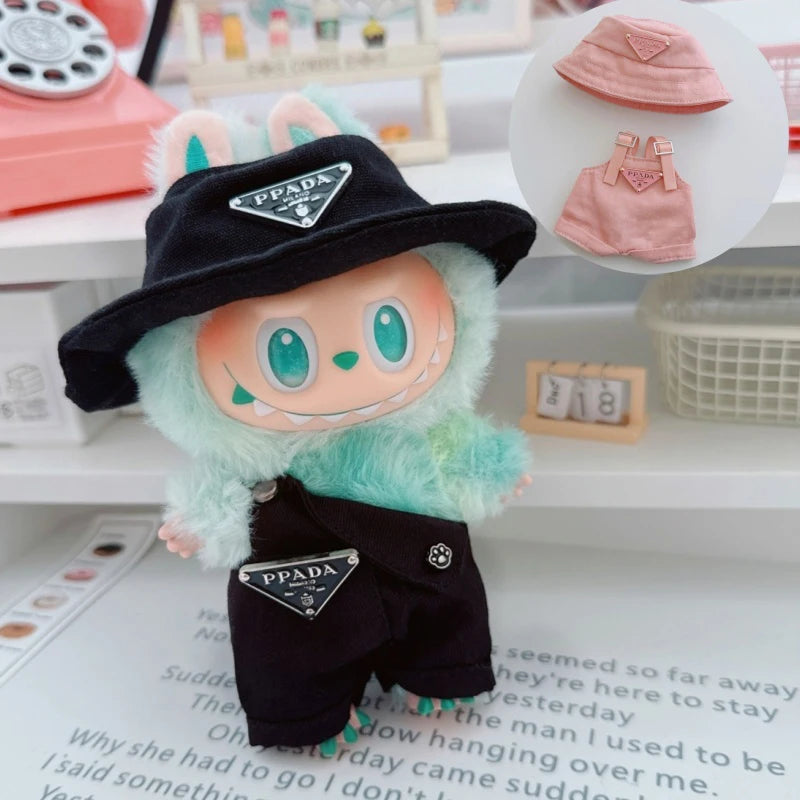 Vêtements de poupée populaires Labubus DIY pour poupée de 17 cm, chapeau, vêtements, accessoires de poupée, jeu de fête assis