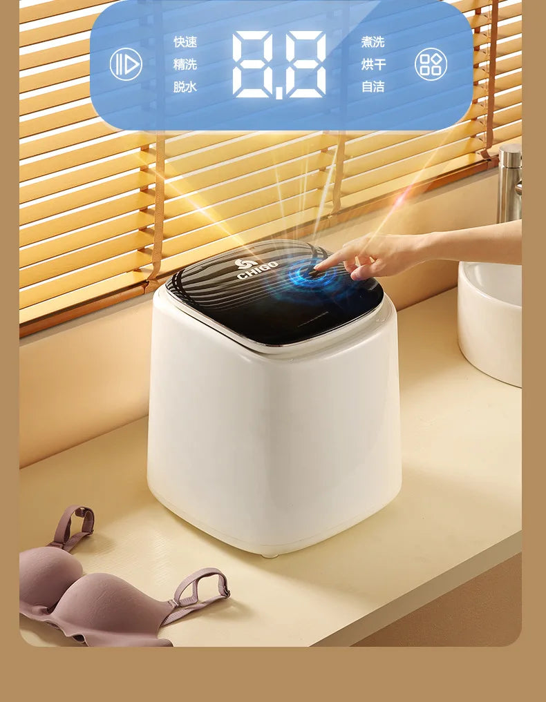 Mini machine à laver portable entièrement automatique, séchage domestique intégré pour sous-vêtements