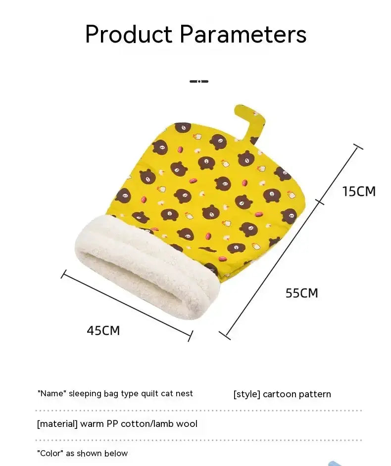 Tunnel Cat Nest Dog Nest Four Seasons Universal Warm Closed Cat Bed Pet Supplies Cartoon Cat Nest Mat Pet Mat Pet Sleeping Bag - Lootquake