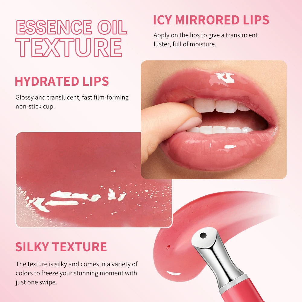 Gloss à lèvres Longue tenue Maquillage Gloss transparent Soin des lèvres Cosmétiques Huile teintée Repulpant Soin hydratant
