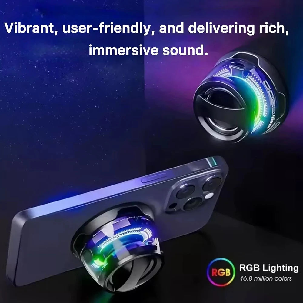 Altavoz Bluetooth portátil G200 con iluminación RGB, altavoz magnético BT5.3, minicaja de sonido, 7 horas de reproducción, soporte para teléfono.