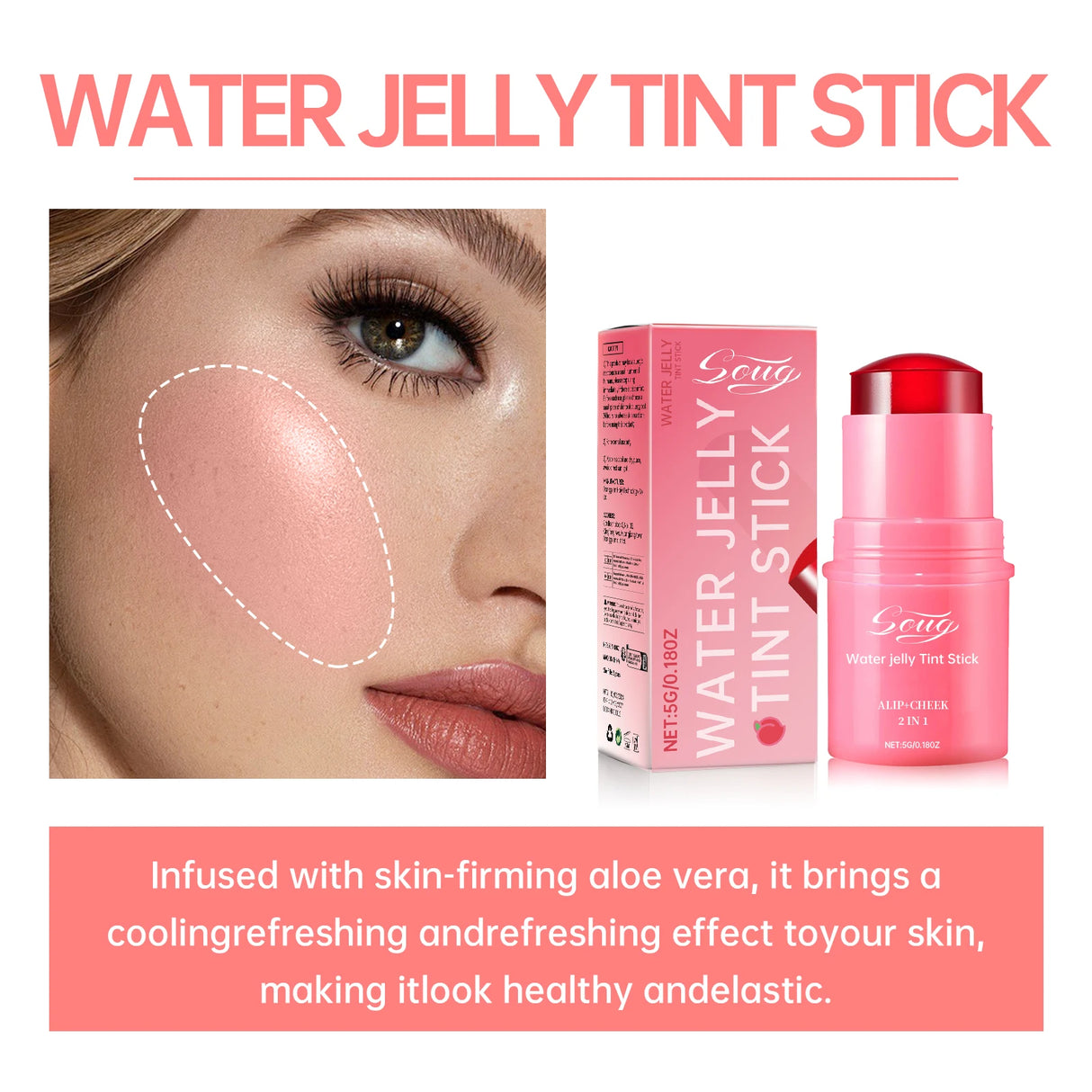 Colorete en polvo 3 en 1, colorete hidratante en barra, maquillaje de belleza, brillo de larga duración, mate, contorno facial, lápiz labial adhesivo.