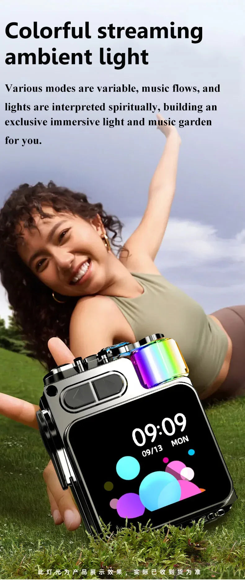 Mini haut-parleur Bluetooth intelligent à écran tactile, lecteur audio portable, appel mains libres sans fil, boîte à musique MP3, prise en charge de la lecture TF, contrôle par application