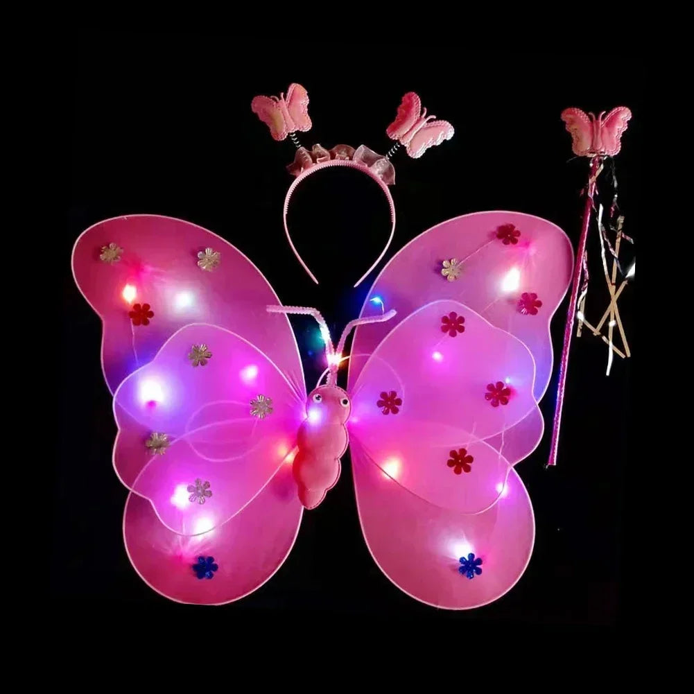 LED Children Costume Props Girls Skirts Angel Luminous Wings Flashing Butterfly Skirt Lights Suit 2-8year Easter Valentines Day - Lootquake
