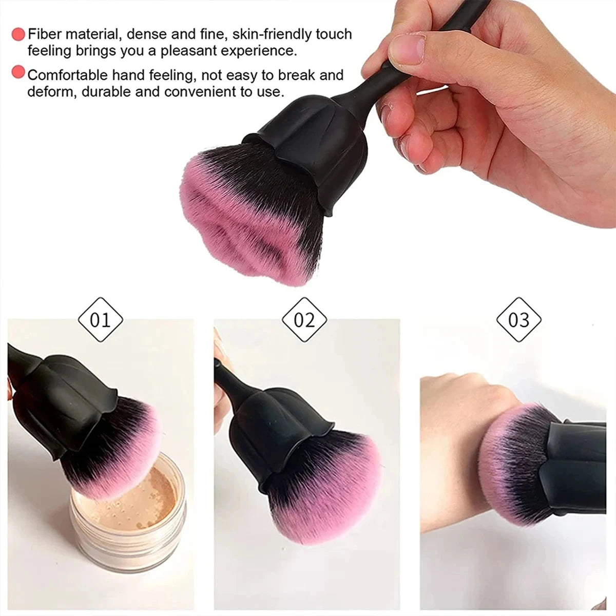 Cepillo suave en forma de rosa para manicura, arte de uñas, cepillo para polvo, cepillo para polvo de uñas, cepillo para polvo de uñas, herramienta para limpiar el polvo de esmalte de gel, cepillos para uñas, suministros para uñas
