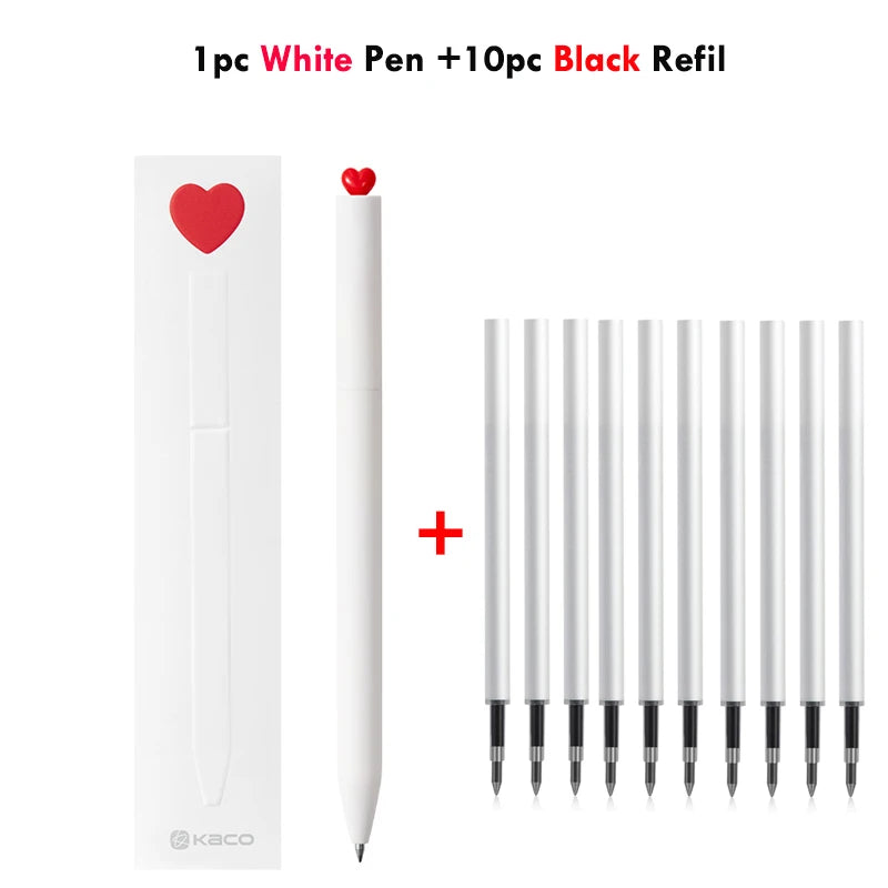 Juegos de bolígrafos de gel KACO, útiles escolares y de oficina para niños, de 0,5 mm de alta capacidad, con forma de corazón o signo del zodiaco, artículos de escritura, regalos de amor, artículos bonitos.