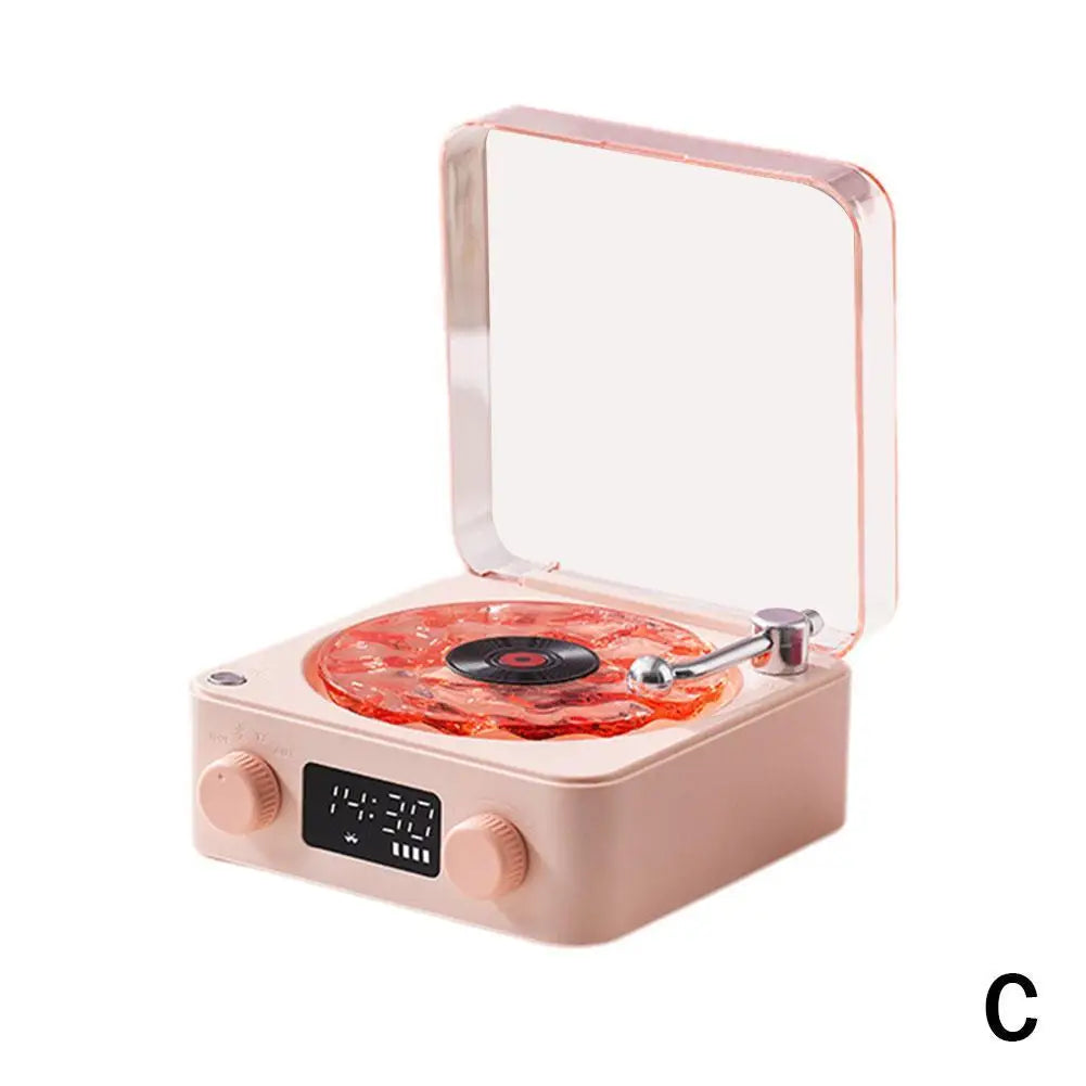 Altavoz Bluetooth con tocadiscos y reloj LED oceánico, sistema de audio con luz ambiental de alta fidelidad para decoración del hogar y regalos de cumpleaños.