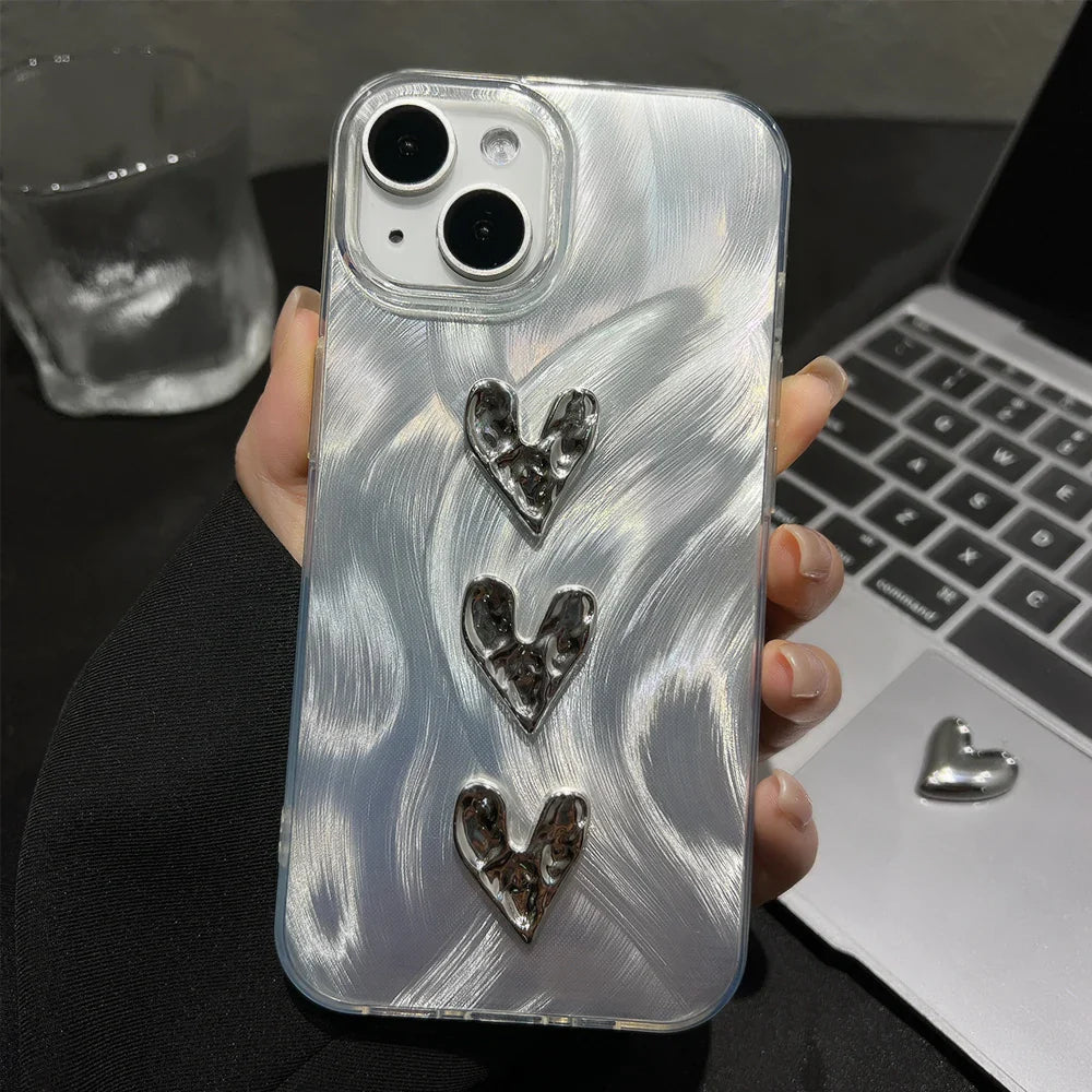 Funda suave de lujo para teléfono con corazón de amor en 3D