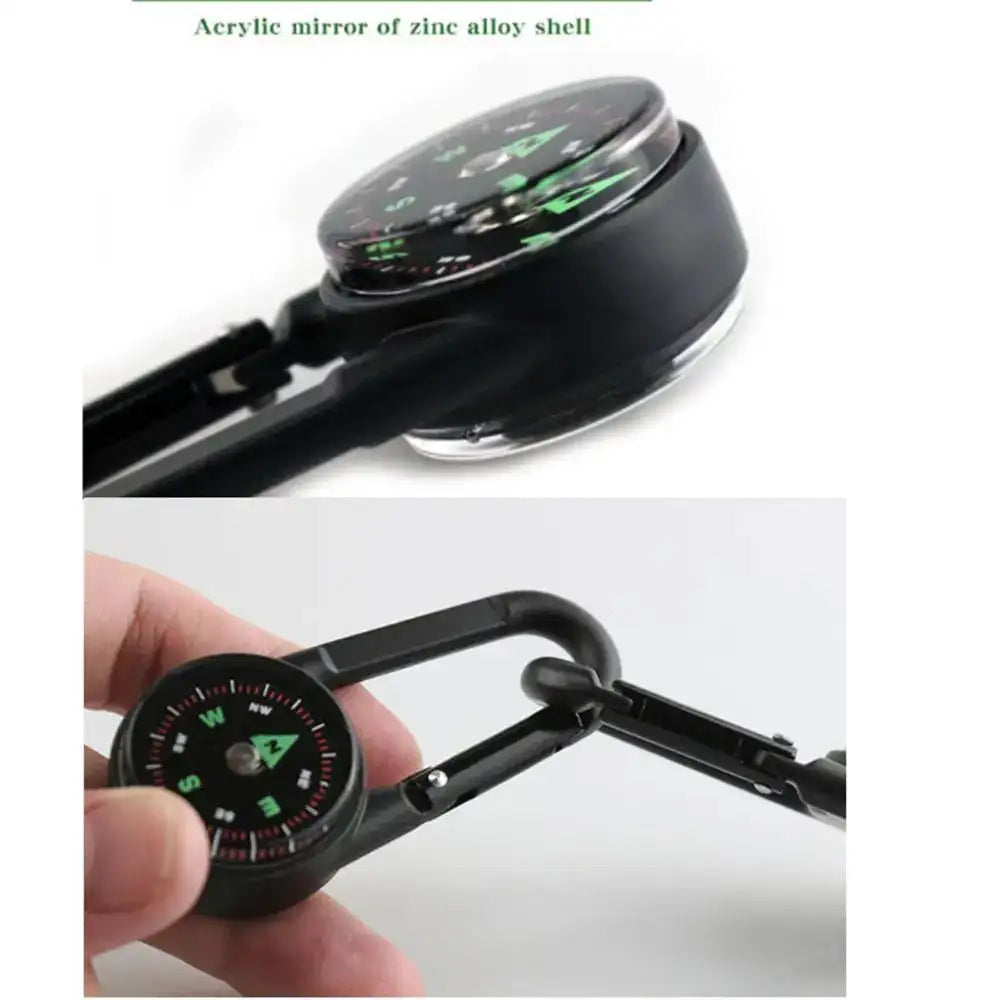 Mini Compass Thermometer Carabiner Compass Thermometer Carabiner 3 in 1 Outdoor Hiking Key Buckle Double Sided Metal Compasses - Lootquake