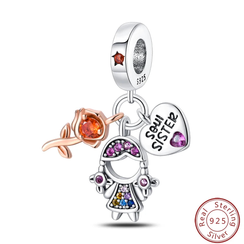 Ensemble de trois breloques en argent sterling S925, perles de 3 mm, motif princesse, golf, hamster, appareil photo, voyage, fabrication de bijoux fins