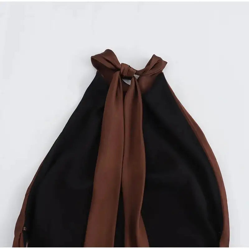 Off Shoulder Satin Halter Long Dress Woman Sexy Hanging Neck Female Pleated Dresses Summer Backless Midi Evening Party 2024 New - Lootquake