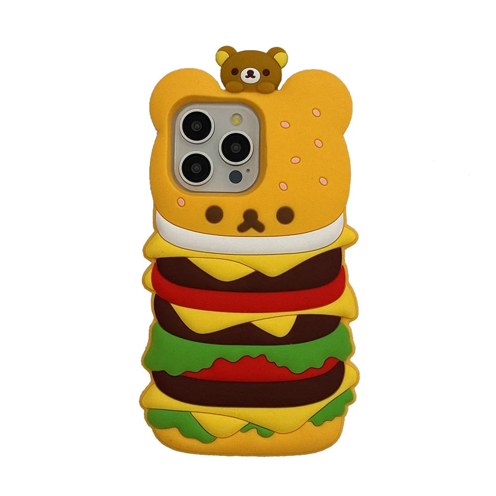 Cute 3D Cartoon Rilakkuma Hamburger Phone Case