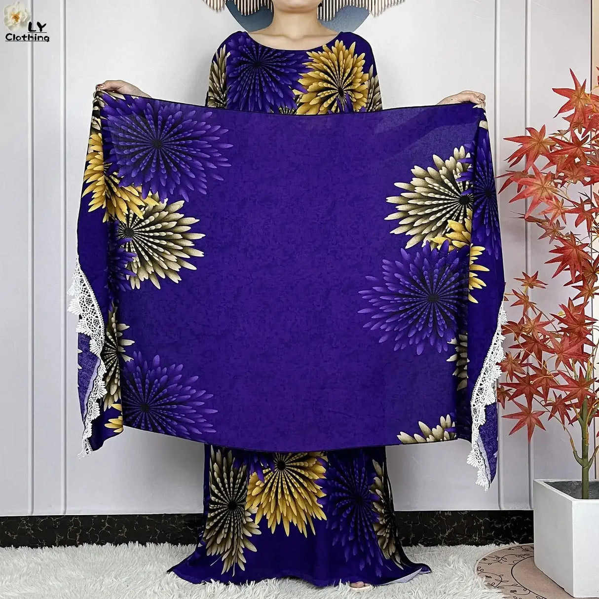 2024 Latest Muslim Sets Women Clothing Cotton Floral Loose Dashiki Long Dress African Abaya Dubai Traditional Islamic Clothing