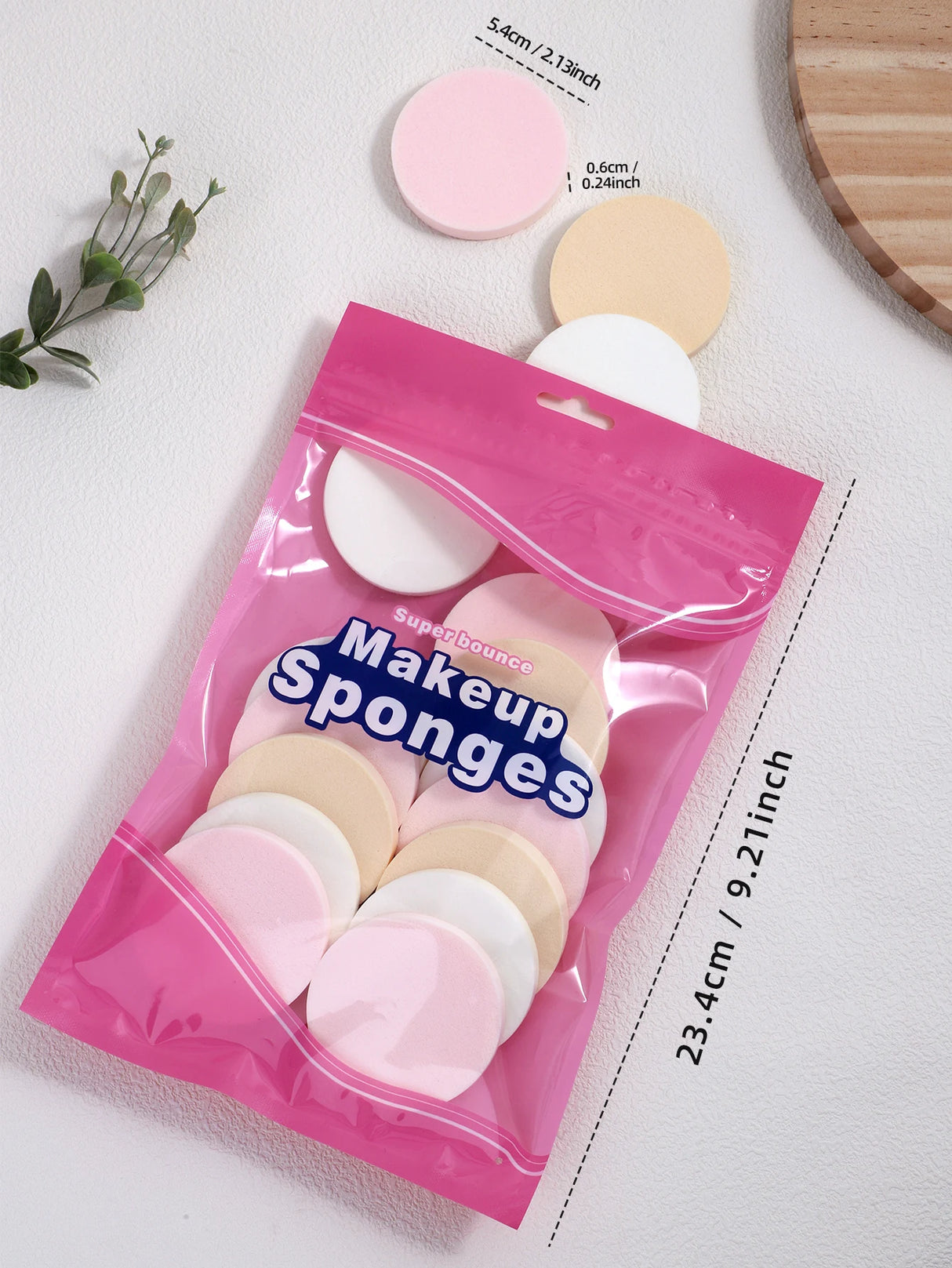 Lot de 16 houppettes de maquillage colorées sèches et humides, éponge de maquillage ronde, fond de teint doux pour le visage et outils de maquillage.