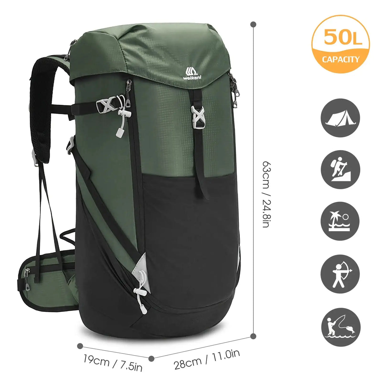 50L Mountain Backpack Waterproof Shoulder Bag Outdoor Sports Bag Tactical Backpack for Men / Women Camping tent Travel Hiking - Lootquake