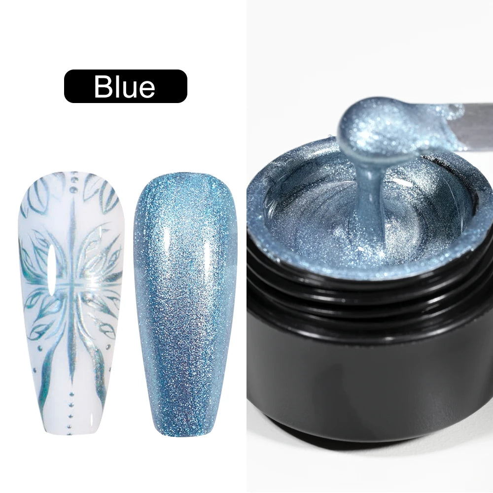 8ml Silver Mirror Metallic Nail Gels Polish UV Soak Off Paint Gel Polish Flower Drawing Gold Superbright Nails Lacquer UV Gel #*