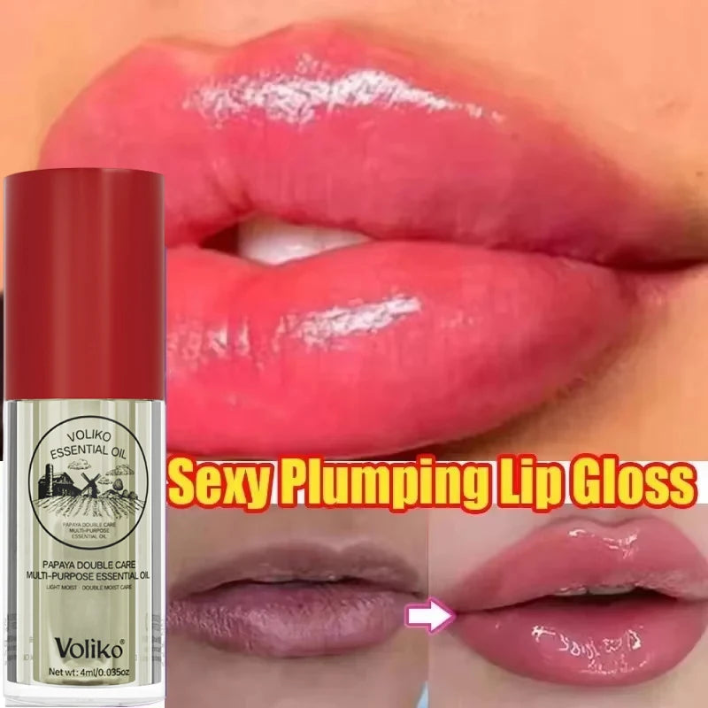 Aceite esencial para labios voluminizador instantáneo, nutritivo, antiarrugas, hidratante, cuidado labial sexy, suero de brillo labial voluminizador definitivo, cosméticos