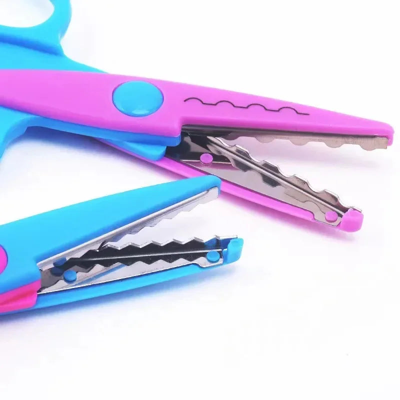 Juego de 6 tijeras con patrón ondulado, cortador de papel, herramientas de bricolaje hechas a mano, manualidades de papel, tijeras para fotos y tarjetas Kawaii, regalos para niños, suministros de oficina