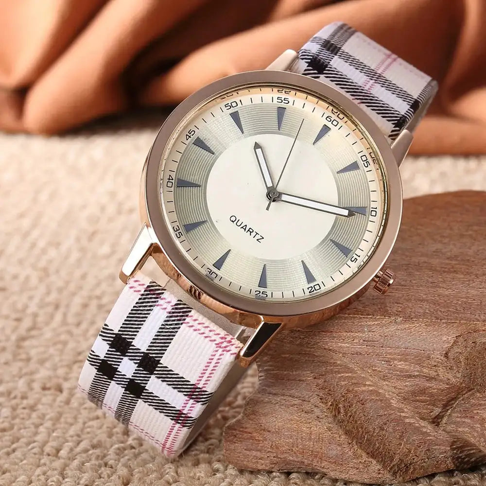 Women's Luxury Quartz Watch, Plaid Clock, Rose Gold Dial Dress, Casual Wristwatch, New Brand, Fashion - Lootquake