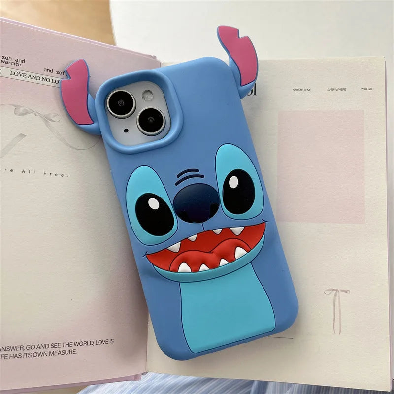 Funda de silicona suave con diseño de puntada en 3D kawaii para iPhone