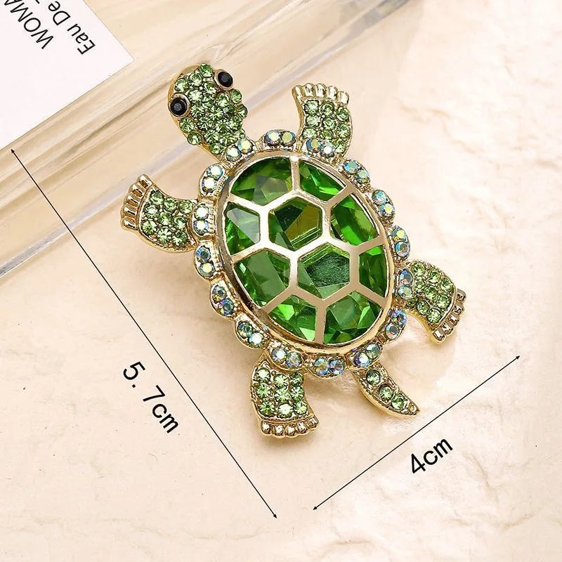 Diamond inlaid fashionable retro little turtle brooch - Lootquake