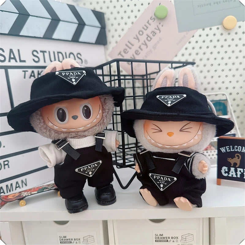 Vêtements de poupée populaires Labubus DIY pour poupée de 17 cm, chapeau, vêtements, accessoires de poupée, jeu de fête assis