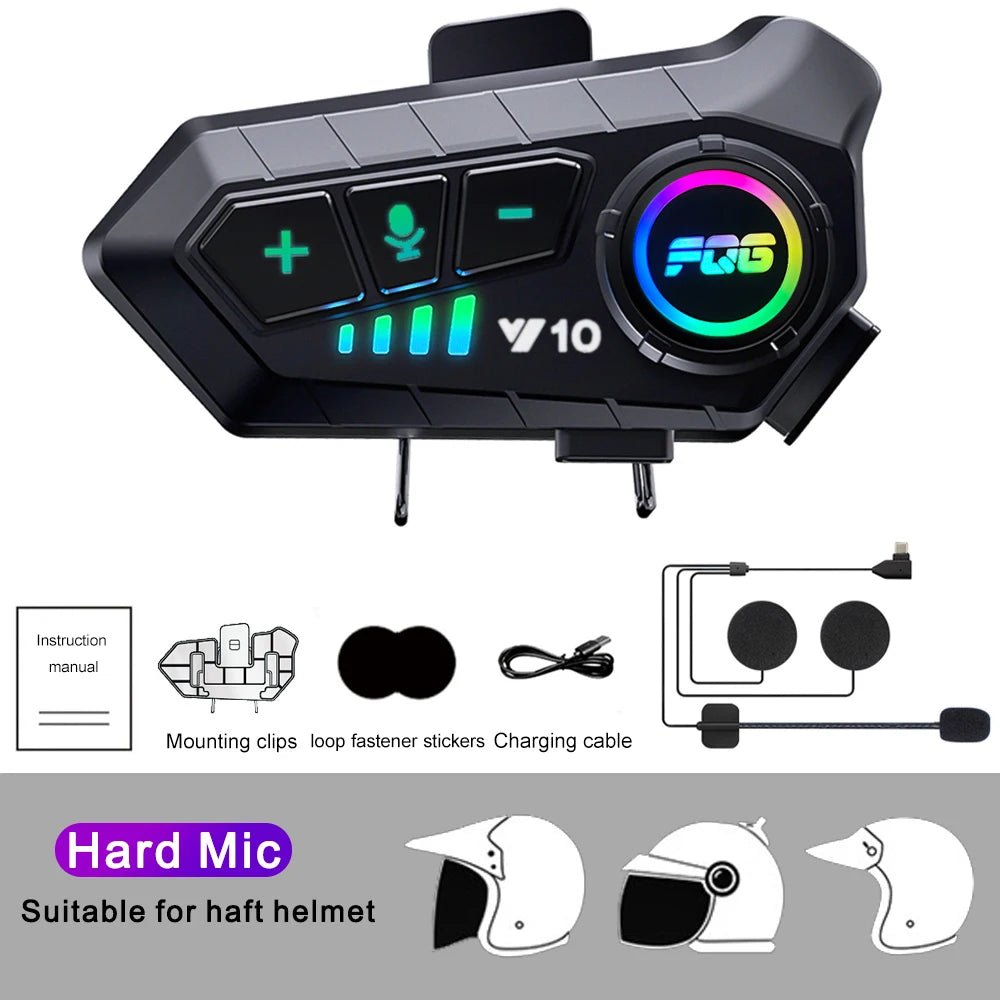 Auriculares inalámbricos Bluetooth 5.3 para casco, manos libres, para motocicleta, impermeables, reproductor de música MP3 y altavoz