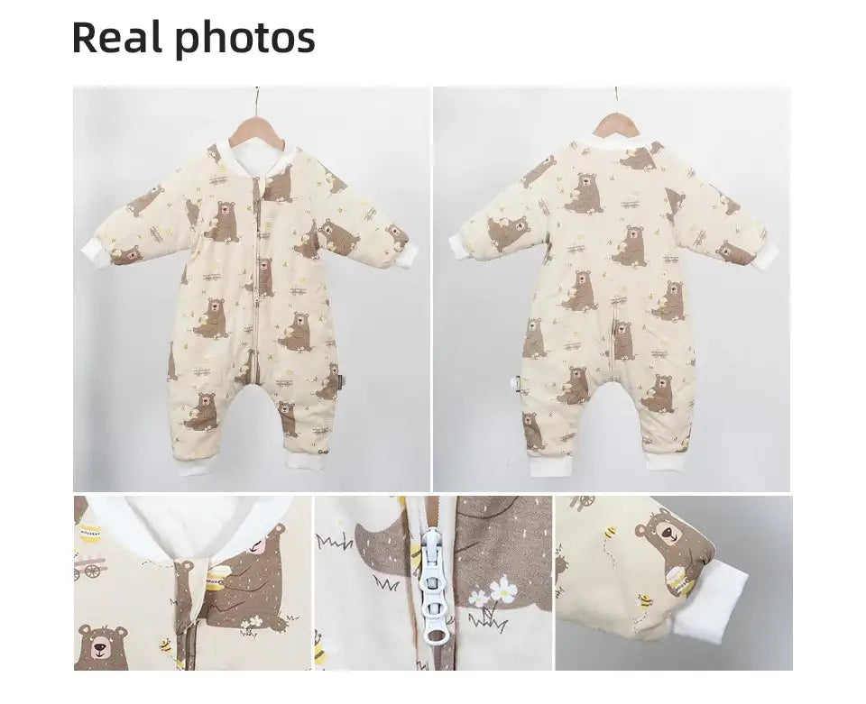 Baby Sleeping Bag Cute Flowers Print Toddler Sleepwear Walk Play Pajamas 2.5Tog Thick Winter Keep Warm Sleepsack 1-4 Years - Lootquake