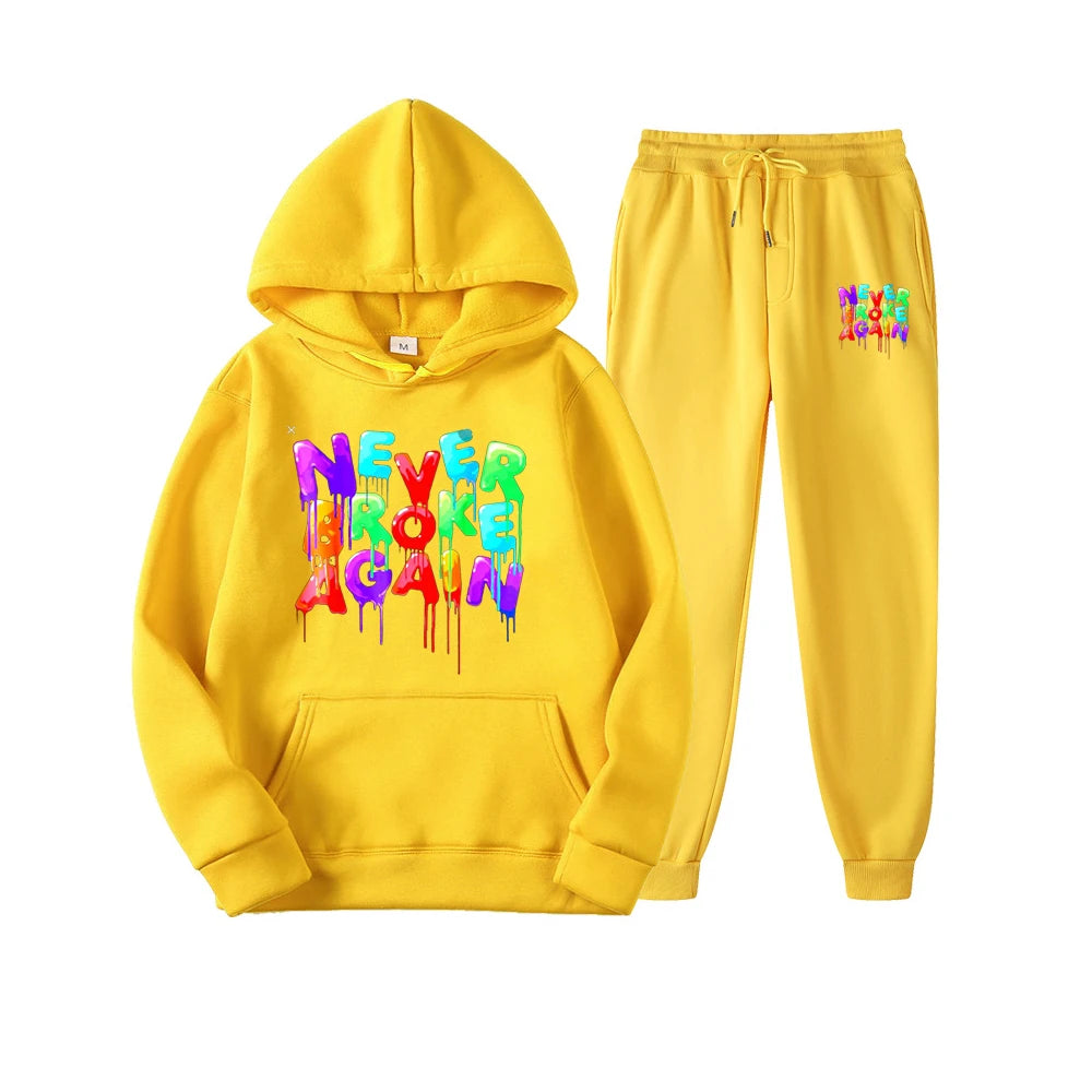 Youngboy Never Broke Again Hoodes 2PCS Sets Tracksuit Fashion Hip Hop Suit Sweatpants Men Women Hooded Sweatshirts Sport Pant - Lootquake