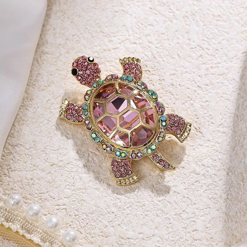 Diamond inlaid fashionable retro little turtle brooch - Lootquake