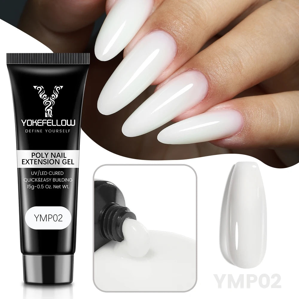 Esmalte de uñas en gel YOKEFELLOW de 15 g, color rosa nude, transparente, para construcción, extensión, remojo, UV LED, acrílico.