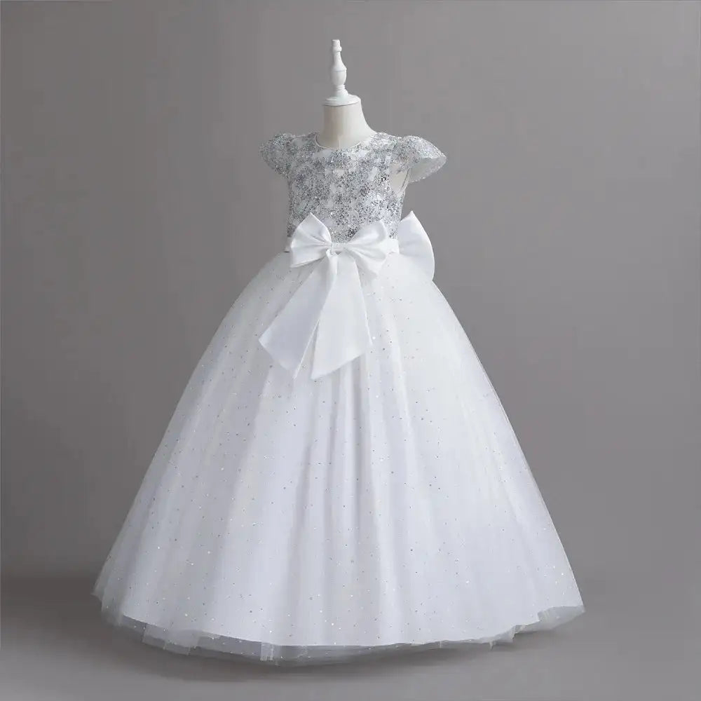 Nuevo vestido largo de princesa para fiesta de Navidad, vestido infantil de gasa con encaje para fiesta de cumpleaños, cena, baile, vestido grande con mariposas